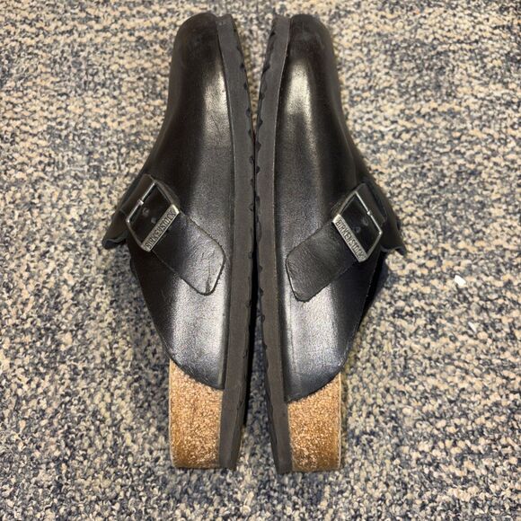 Men\'s Birkenstock Boston Super Grip Black Smooth Leather Clogs EU 41 main image 4
